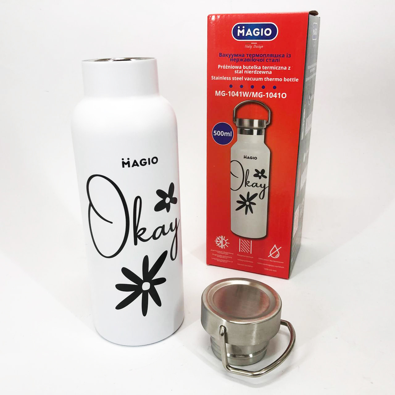 Термос для чаю помповий Magio MG-1041W 500 мл, Термос-глечик для чаю Термочашки гарячих напоїв AB-50, фото 1