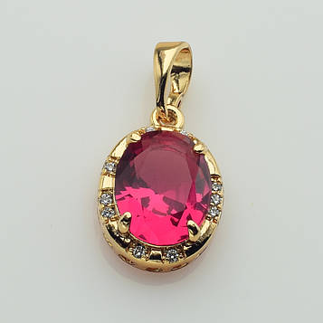 XUPING Кулон Позолота 18к з малиновим та білими цирконами Висота 2см, Ширина 1.1см