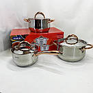 Набір каструль з інноваційним антипригарним покриттям MAGIO MG-1201 6 шт, Каструлі з кришками SU-33, фото 6