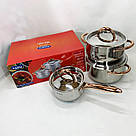 Набір каструль з інноваційним антипригарним покриттям MAGIO MG-1201 6 шт, Каструлі з кришками SU-33, фото 10