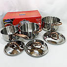 Набір каструль з інноваційним антипригарним покриттям MAGIO MG-1201 6 шт, Каструлі з кришками SU-33, фото 3