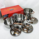 Набір каструль з інноваційним антипригарним покриттям MAGIO MG-1201 6 шт, Каструлі з кришками SU-33, фото 2