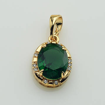 XUPING Кулон Позолота 18к з зеленим та білими цирконами Висота 2см, Ширина 1.1см