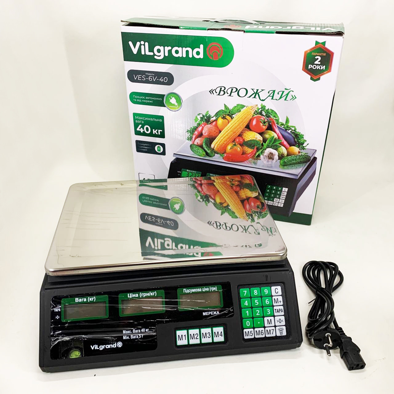 Ваги торговельні до 50 кг е 50кг на стіл ViLgrand VES-6V-40 40 кг, Ваги для ринку Ваги електронні RF-44, фото 1