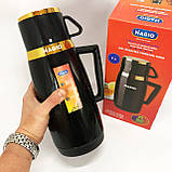 Термос для гарячих напоїв чаю, Термос для чаю помповий Хороший термос металевий WN-44, фото 2