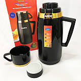 Термос для гарячих напоїв чаю, Термос для чаю помповий Хороший термос металевий WN-44, фото 10