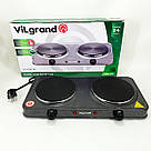 Побутова плита настільна ViLgrand VHP152F 2000 Вт, Електроплита 2 конфорки, Портативна плита для кухні UW-18, фото 6