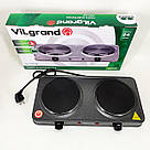 Побутова плита настільна ViLgrand VHP152F 2000 Вт, Електроплита 2 конфорки, Портативна плита для кухні UW-18, фото 2