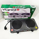 Побутова плита настільна ViLgrand VHP152F 2000 Вт, Електроплита 2 конфорки, Портативна плита для кухні UW-18, фото 4