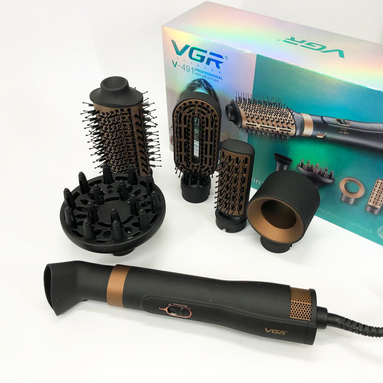 Фен-стайлер для укладання VGR, Фени стайлери для волосся Стайлер-фен-гребінець волосся PW-81, фото 1