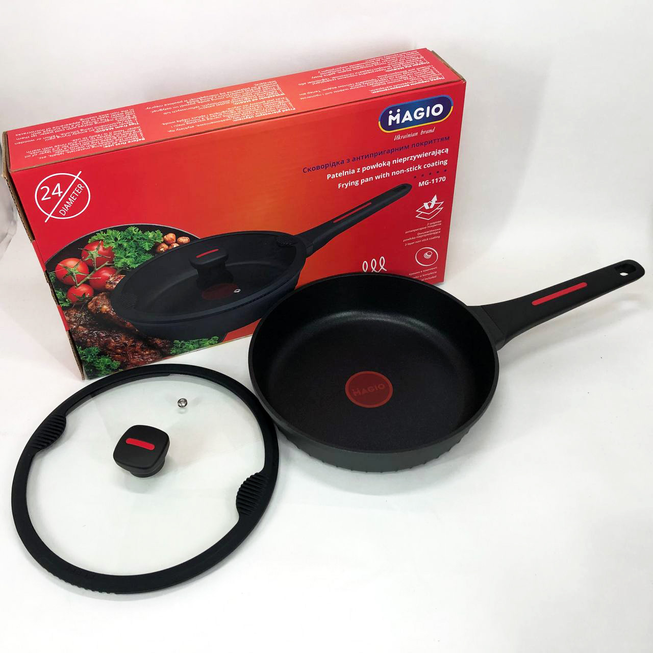 Зручна сковорода для індукційної плити Magio MG-1170 24см, Нова алюмінієва сковорода VK-19, фото 1