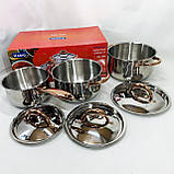 Набір каструль з інноваційним антипригарним покриттям MAGIO MG-1201 6 шт, Каструлі з кришками SU-33, фото 3