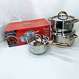 Набір каструль з інноваційним антипригарним покриттям MAGIO MG-1201 6 шт, Каструлі з кришками SU-33, фото 8