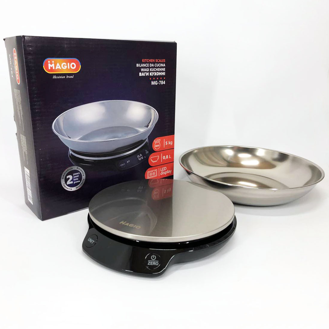 Прості кухонні ваги з чашею тарілкою, Ваги настільні зі знімною чашею, функція відмінування тари DW-36, фото 1