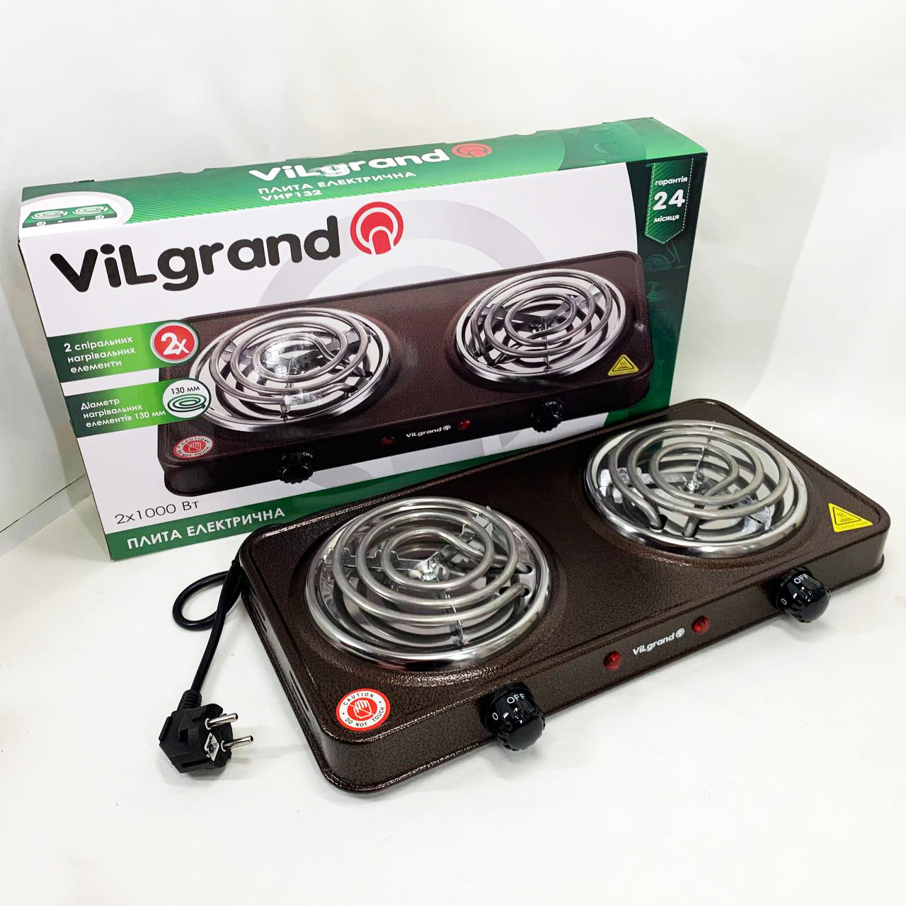 Зручна плита для кухні ViLgrand VHP132 2000 Вт, Плита електро для домашнього приготування UT-69, фото 1