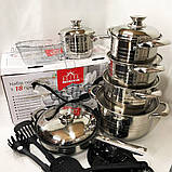 Набір каструль для дому з антипригарним покриттям 18, Набір каструль з жаростійкою кришкою NM-26, фото 10