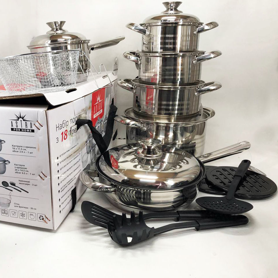 Набір каструль для дому з антипригарним покриттям 18, Набір каструль з жаростійкою кришкою NM-26, фото 1