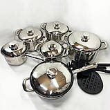 Набір каструль для дому з антипригарним покриттям 18, Набір каструль з жаростійкою кришкою NM-26, фото 5