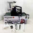 Потужна м'ясорубка з насадками для ковбас ViLgrand, Потужна побутова м'ясорубка для дому QD-61, фото 5