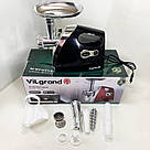 Потужна м'ясорубка з насадками для ковбас ViLgrand, Потужна побутова м'ясорубка для дому QD-61, фото 7