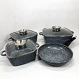 Каструлі з прозорими кришками UNIQUE UN-5531 7 предметов, Новітній набір каструль, Якісна каструля GX-35, фото 2