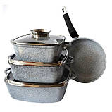 Каструлі з прозорими кришками UNIQUE UN-5531 7 предметов, Новітній набір каструль, Якісна каструля GX-35, фото 6