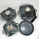 Каструлі з прозорими кришками UNIQUE UN-5531 7 предметов, Новітній набір каструль, Якісна каструля GX-35, фото 9