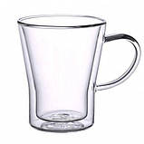 Набір чашок з подвійними стінками боросилікатне скло Con, Чашки для кави подвійні HV-35, фото 3