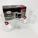 Скляні стакани з подвійними стінками, Склянки для чаю подвійні, Набір склянок з подвійним склом 2 шт LK-13, фото 5