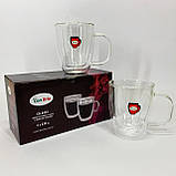 Скляні стакани з подвійними стінками, Склянки для чаю подвійні, Набір склянок з подвійним склом 2 шт LK-13, фото 3