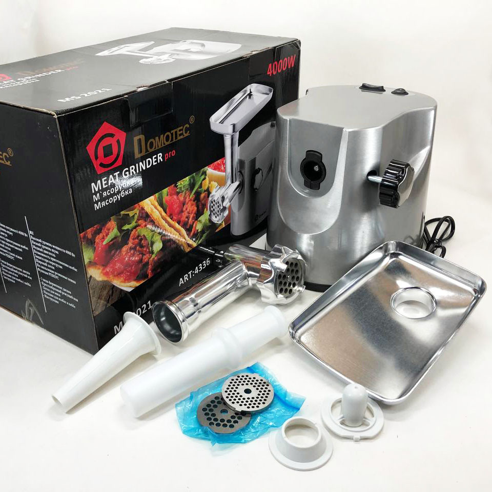 Потужна побутова електром'ясорубка для дому DOMOTEC MS-2021S 3000 Вт, М'ясорубка для приготування VS-45, фото 1