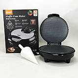 Вафельниця з антипригарним покриттям для тонких вафель, Вафельниця електрична побутова для дому ET-97, фото 9