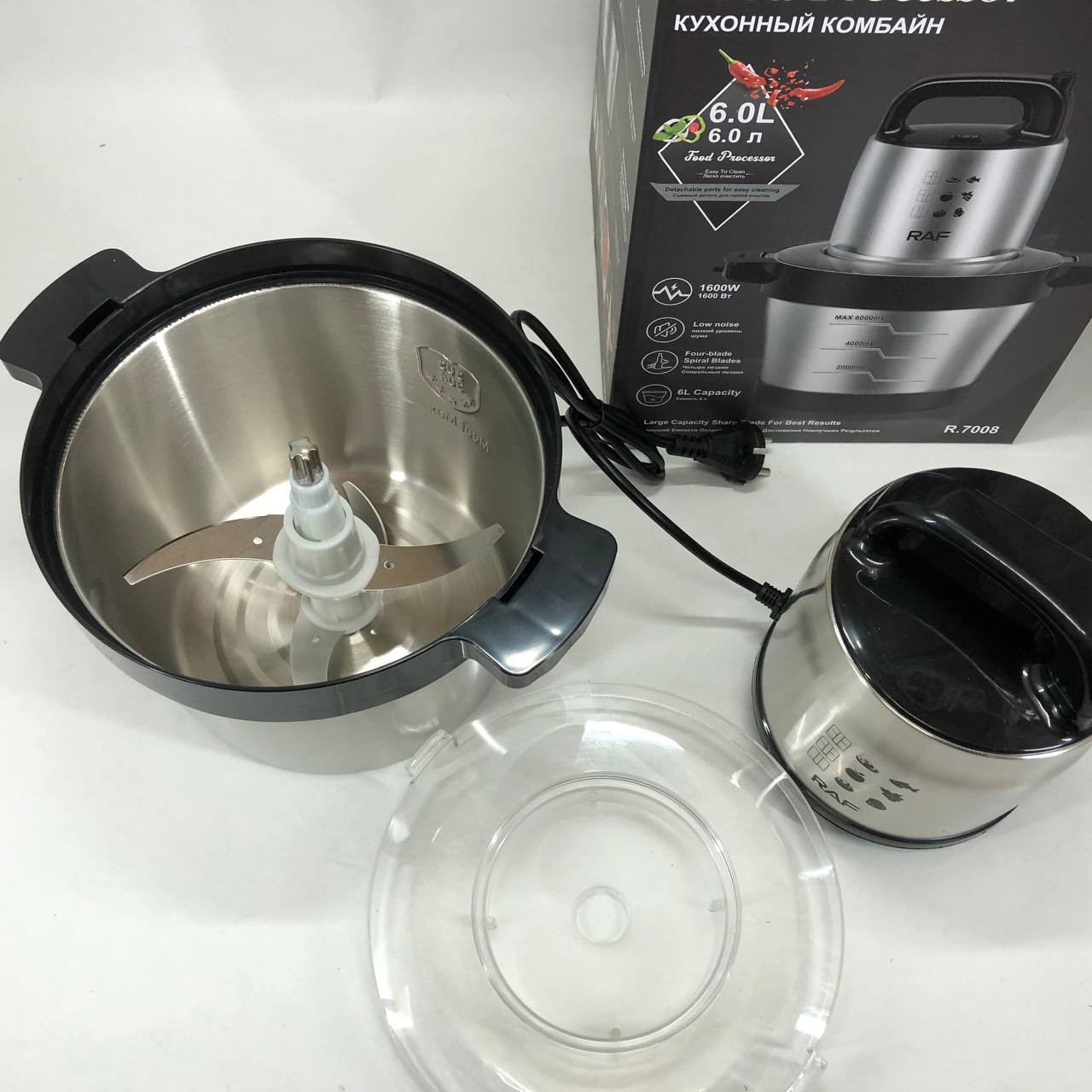 Блендер з гострим лезом RAF R.7008 6 л 1600 Вт, Блендер із подрібнювачем зручний для кухні VR-86, фото 1