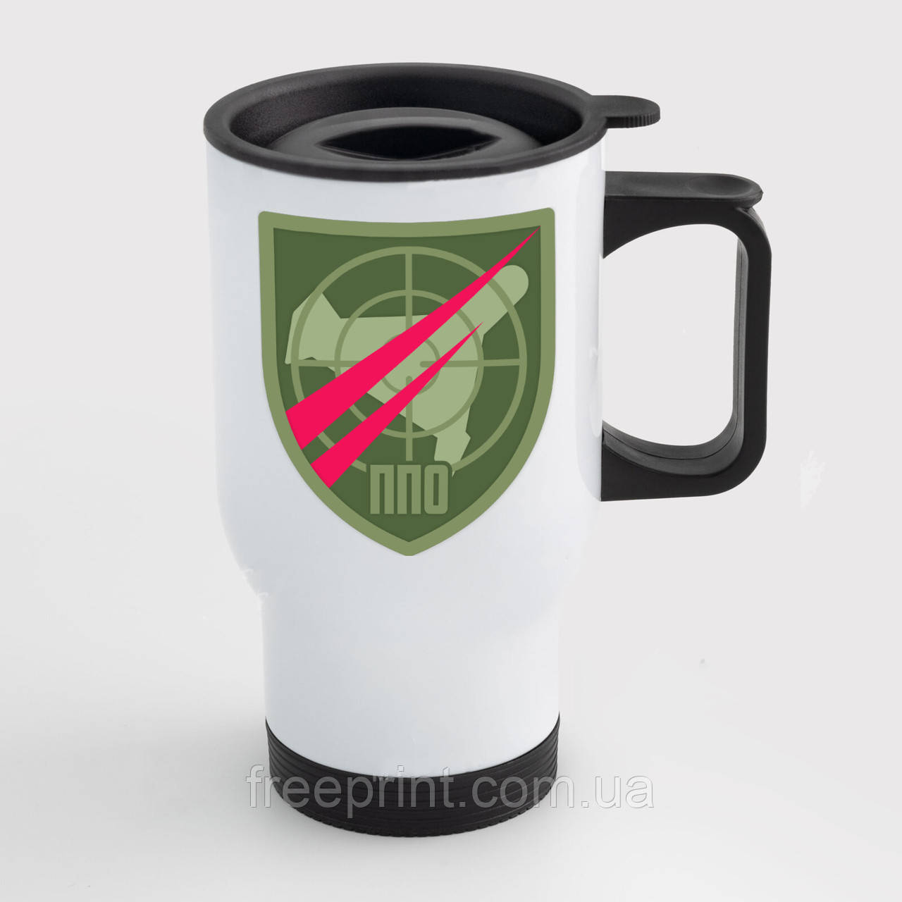 Термокружка з шевроном ППО. Металева кружка для військового 425 мл, фото 1
