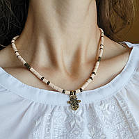 Однорядне керамічне намисто "Стежка для двох" 455, Блідо-рожевий, M301