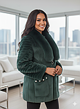 💚 Хіт сезону! Тепла кофта/кардиган з еко-хутра з перлинами. Смарагдовий колір., фото 4