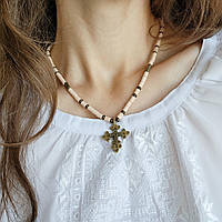 Однорядне керамічне намисто "Стежка для двох" 455, Блідо-рожевий, M302