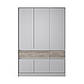 Шафа розпашна для одягу з висувними шухлядами (полиці - штанга) Эверест Стайл-1400 140х53х203 см Кашемір/Дуб крафт сірий, фото 2