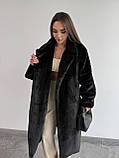 Жіноча еко-шуба з поясом у комплекті, фото 9