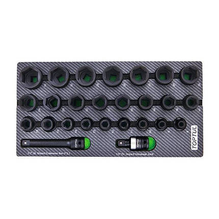 Набір ударних головок 1/2" 8-32мм 26ед. (в ложементі, тип A) GEA0261 TOPTUL, фото 1