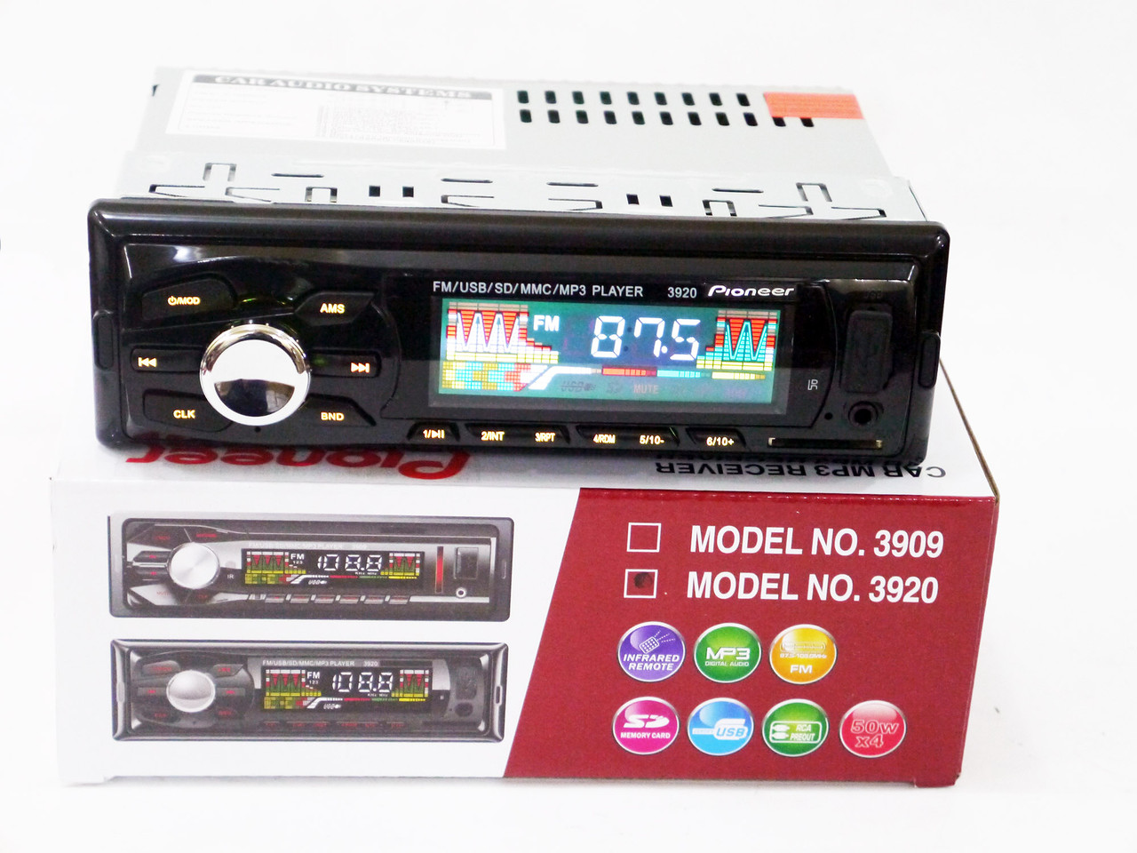 Автомагнітола 3920 Usb+RGB підсвітка+Sd+Fm+Aux+ пульт (4x50W)