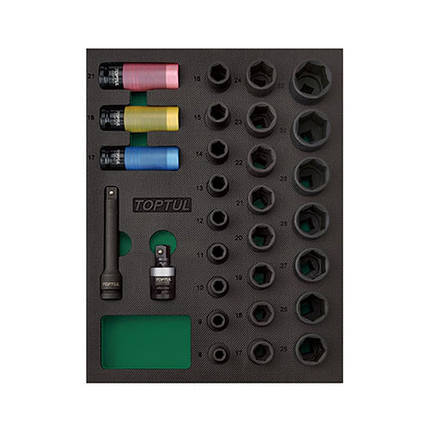 Набір ударних головок 1/2" 29ед. (в ложементі) GVB2906 TOPTUL, фото 1