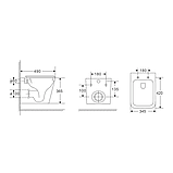 Унітаз підвісний прямокутний Premium KVADRO Tornado безободковий з дюропластовим сидінням soft-close 640054, фото 10