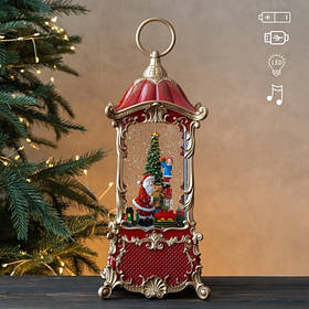 Новорічний ліхтар з підсвіткою та музикою " Чарівна ніч біля ялинки", 32 см