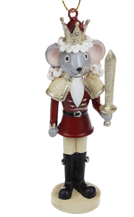 Ялинкова іграшка Мишачий король із мечем, 10см, фото 1
