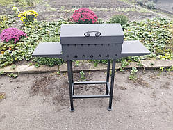 Мангал стаціонарний 58х36 см, з кришкою та поличками на 8 шампурів, метал 4 мм