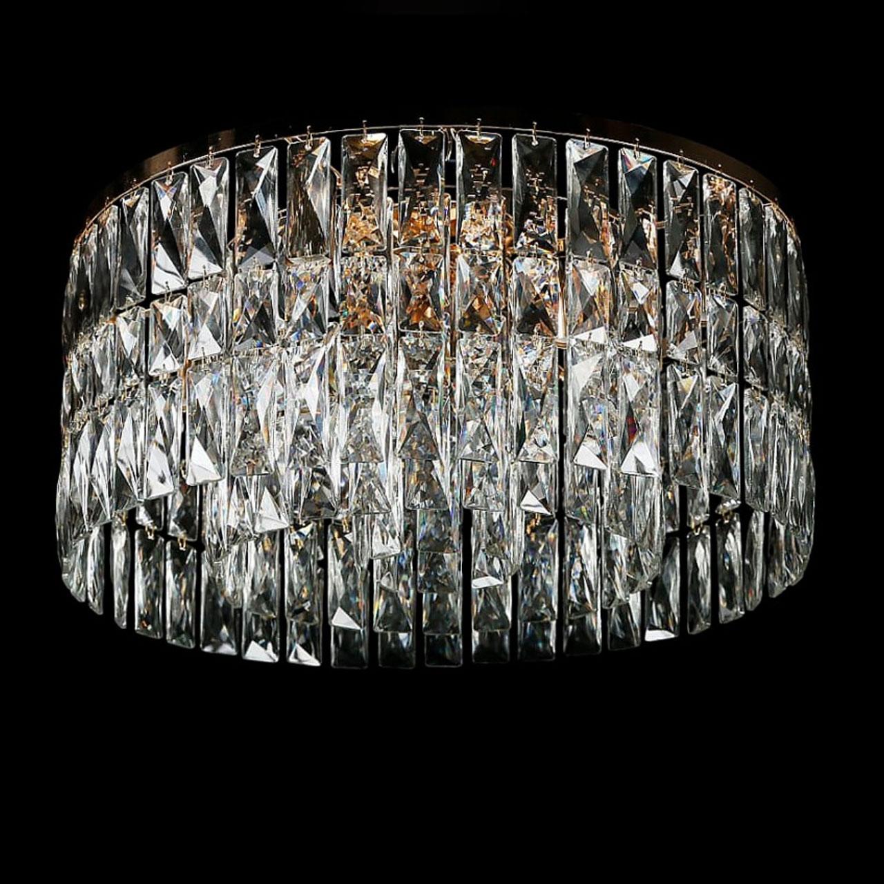 Кришталева люстра стельова на 7 ламп E14 колір золотий VL-LGH01455/7 FGD, фото 1