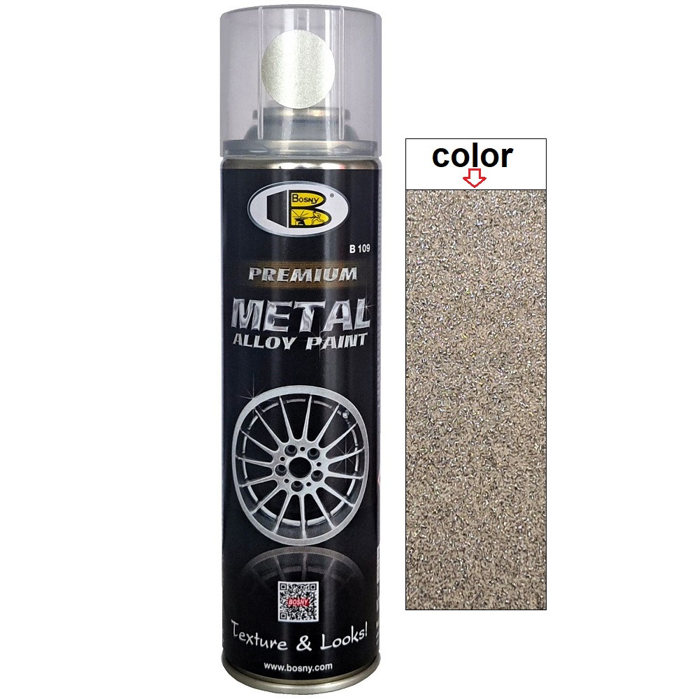 Автоемаль спрей для дисків сріблясто-бежевий металік Bosny M001 Spray Metal Alloy Paint 300мл