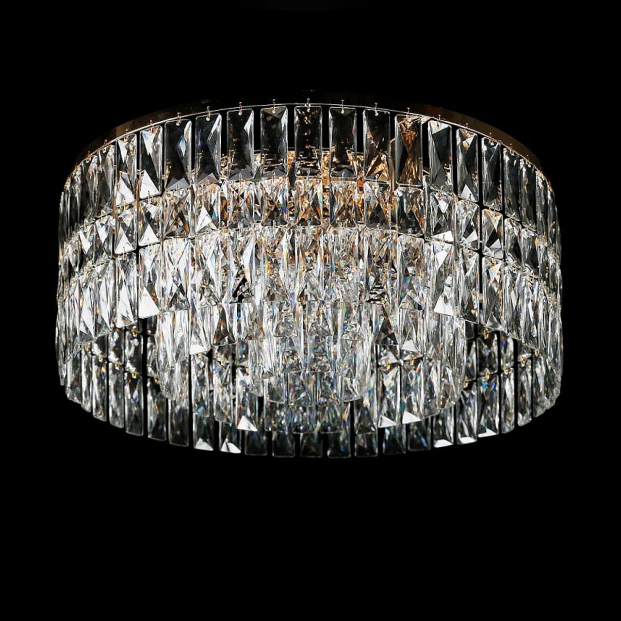 Кришталева люстра стельова на 9 ламп E14 колір золотий VL-LGH01455/9 FGD, фото 1