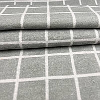 Фланель "Клітка біла на сірому" 220 см, фото 2